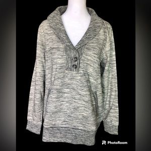 BR Factory Button Cowl Neck, Sweater, Gray, L